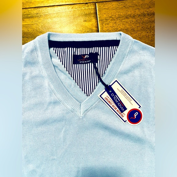 Blue V-Neck Sweater - Picture 2 of 4